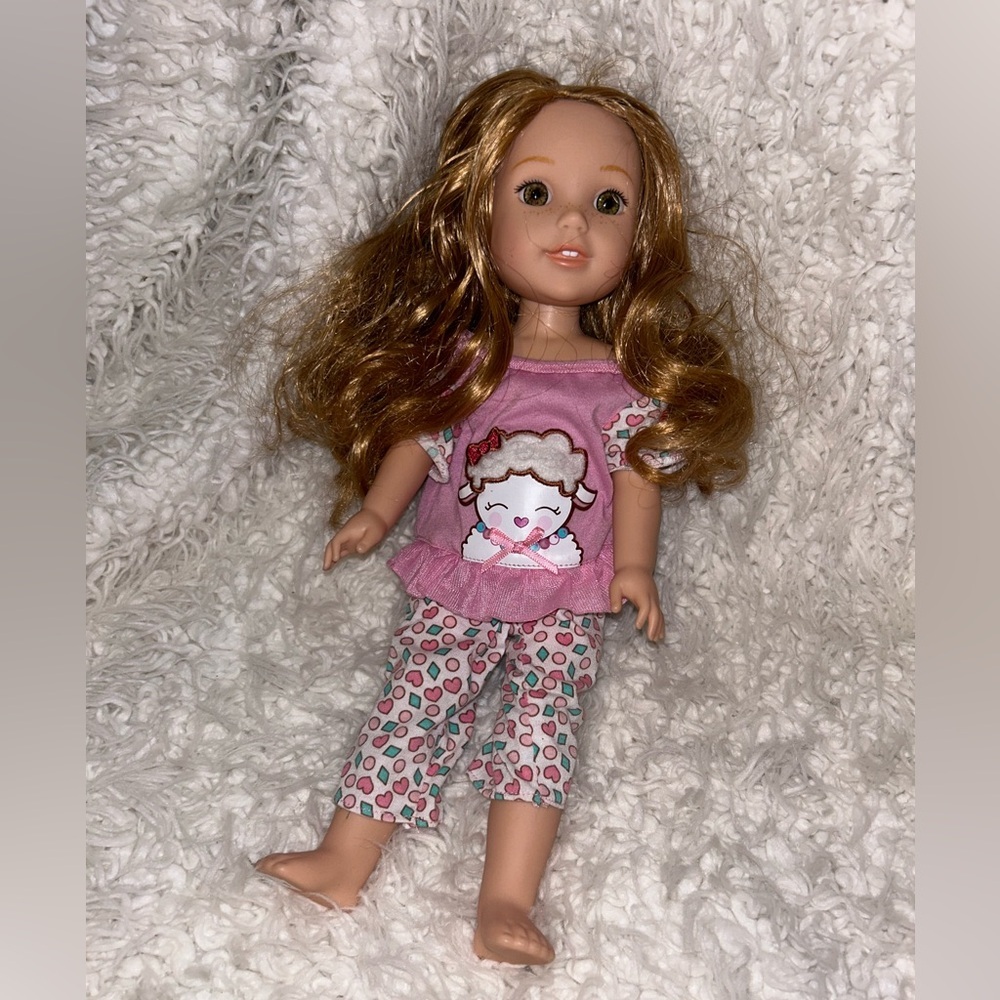 50%offw❤️ American Girl Wellie Wishers Willa Doll with pajamas Hg113
